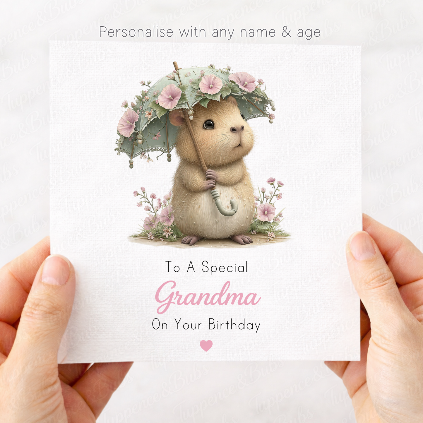 Floral Capybara Birthday Card