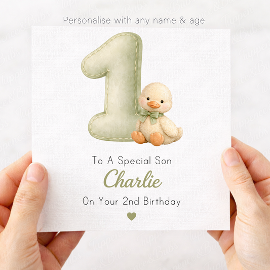 1st Birthday card - Duck Theme