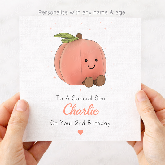 Plush Peach Birthday Card