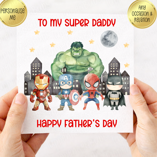 Super Hero Themed Father's Day Card