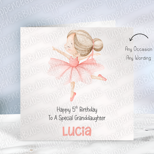 Cute Ballerina Birthday Card