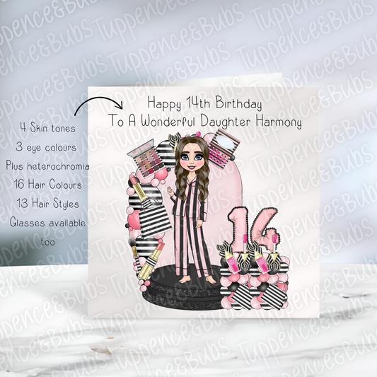 Black & White PJ Themed Birthday Card - 2 designs