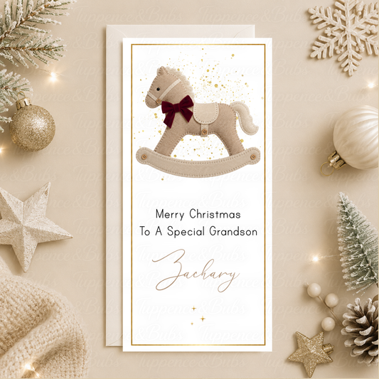 Personalised Rocking Horse Christmas Money Card