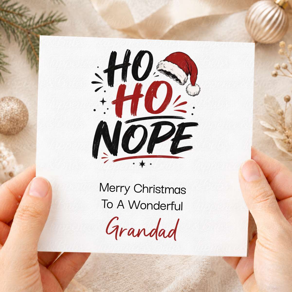 Personalised Ho Ho Nope Christmas Card – Any Relation