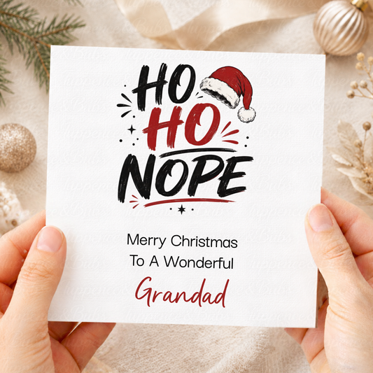 Personalised Ho Ho Nope Christmas Card – Any Relation