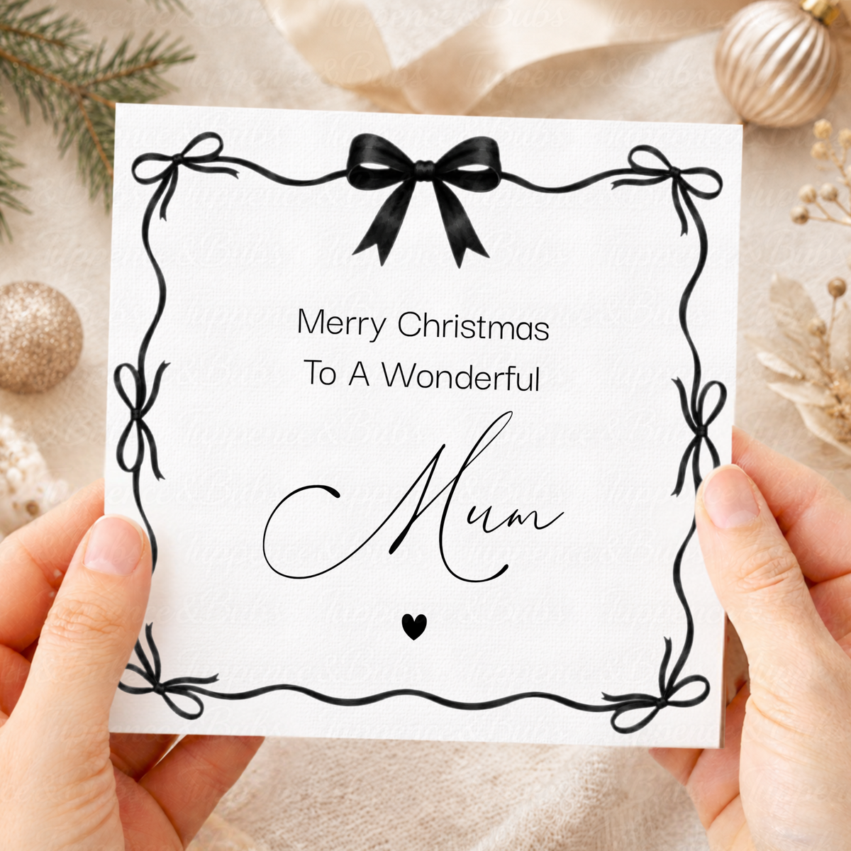 Personalised Ribbon Bow Frame Christmas Card – Any Relation