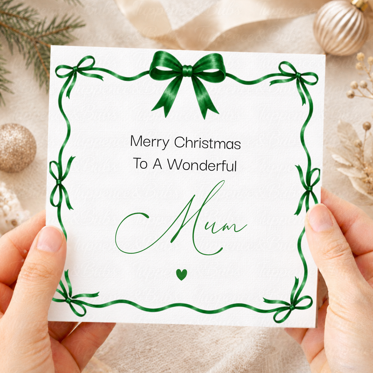Personalised Ribbon Bow Frame Christmas Card – Any Relation