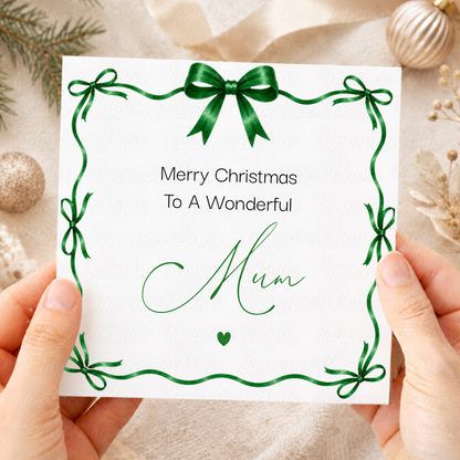 Personalised Ribbon Bow Frame Christmas Card – Any Relation