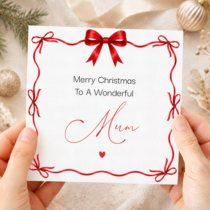 Personalised Ribbon Bow Frame Christmas Card – Any Relation