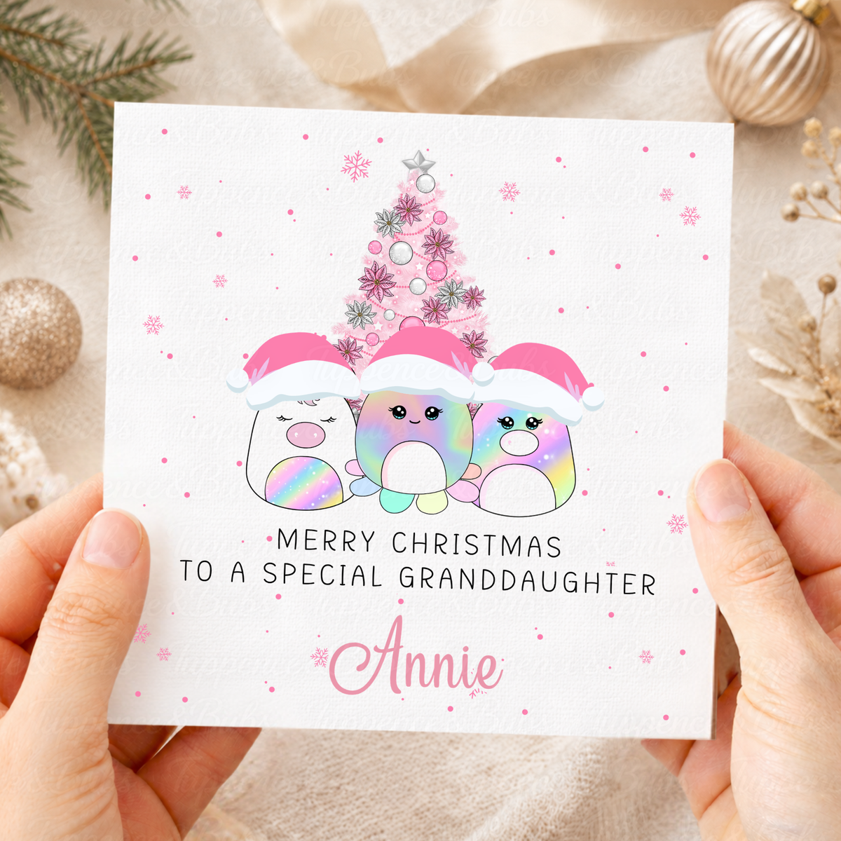 Personalised Rainbow Character Christmas Card
