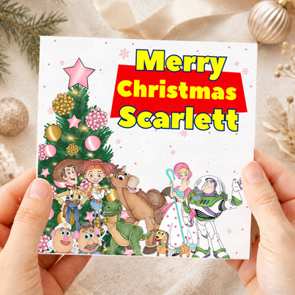 Personalised Colourful Toy Friends Christmas Card