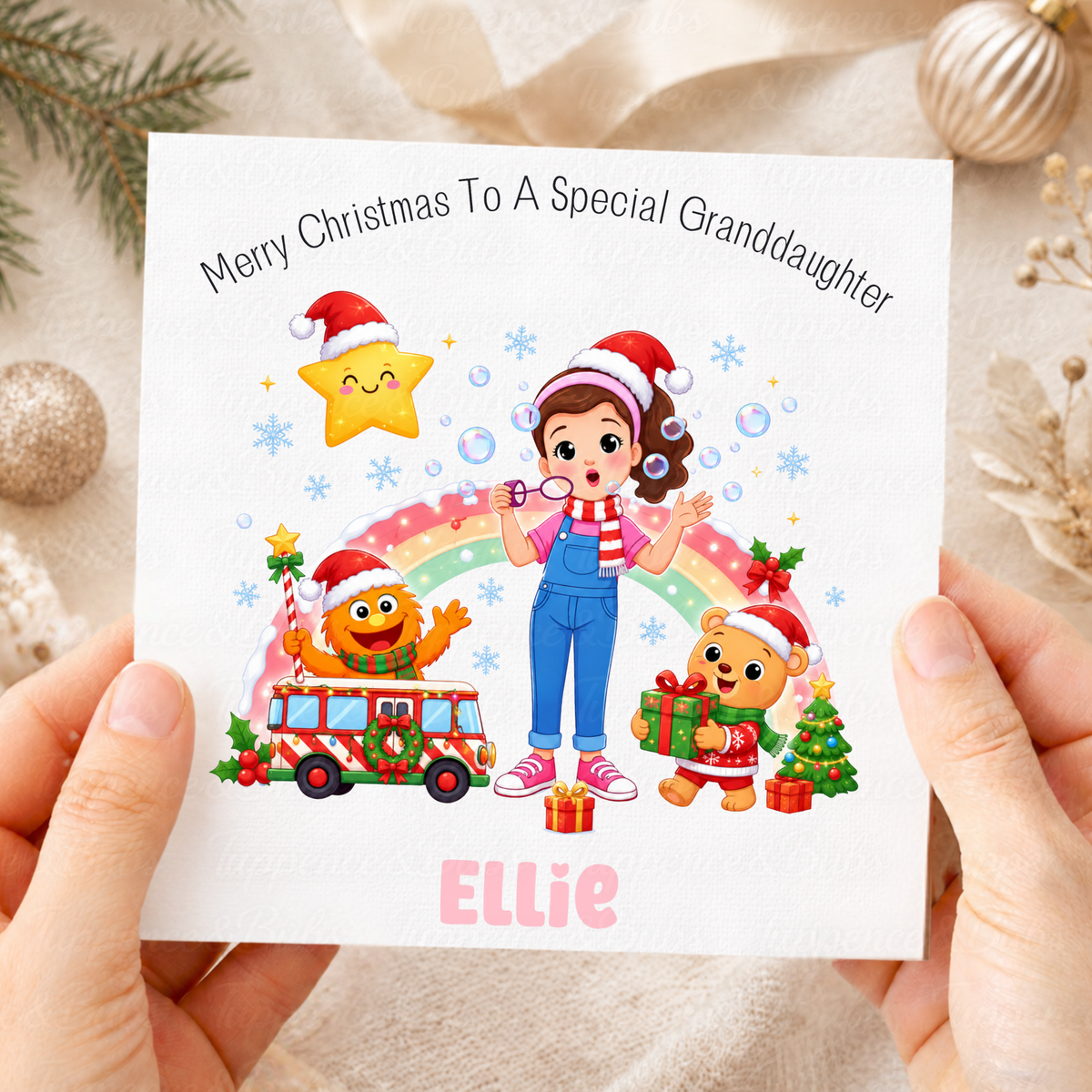 Personalised Colourful Festive Friends Christmas Card