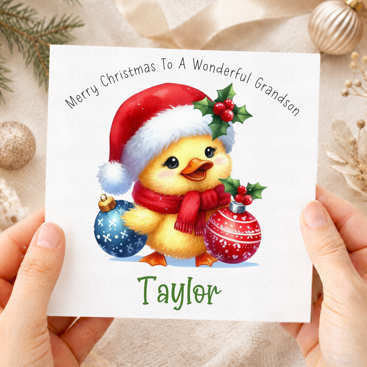 Personalised Festive Duckling Christmas Card