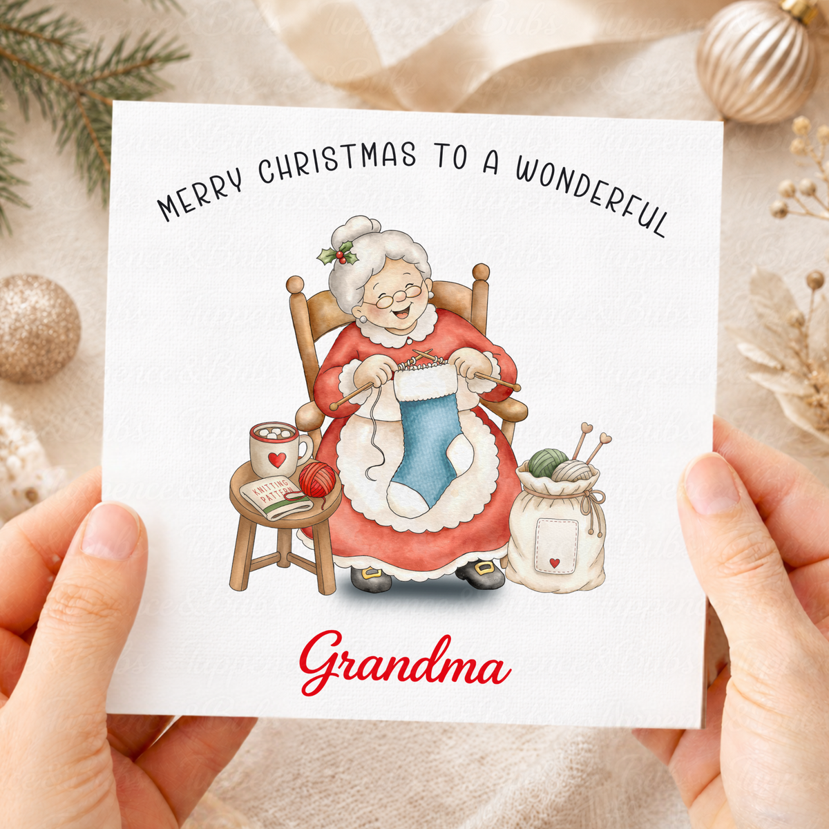 Personalised Cosy Knitting Christmas Card