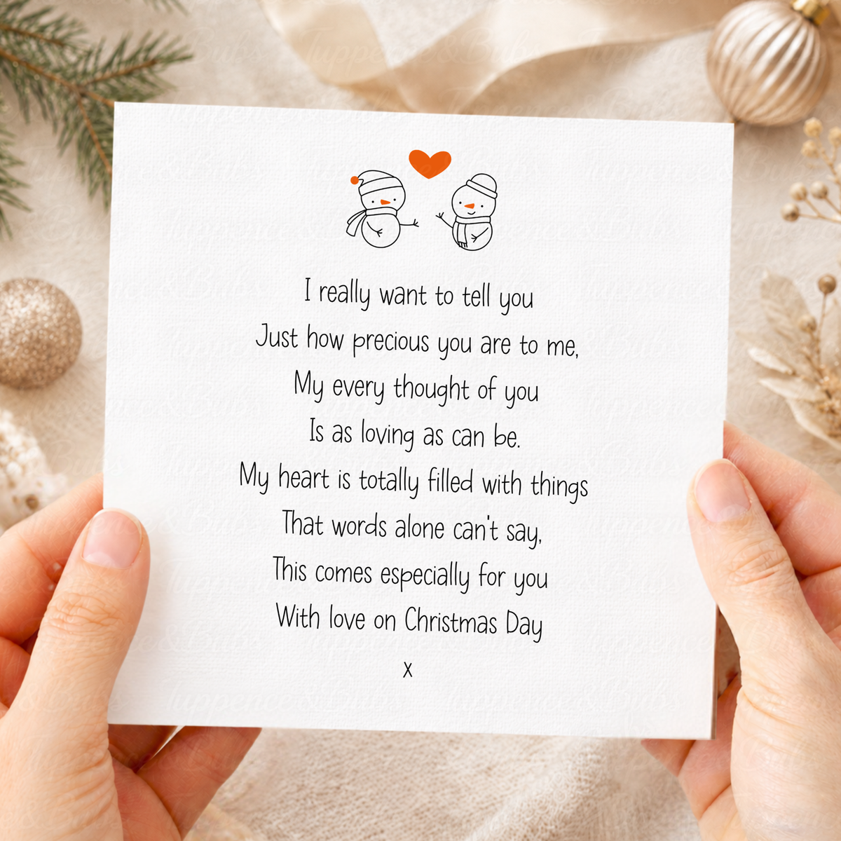 Romantic Snowman Couple Christmas Card