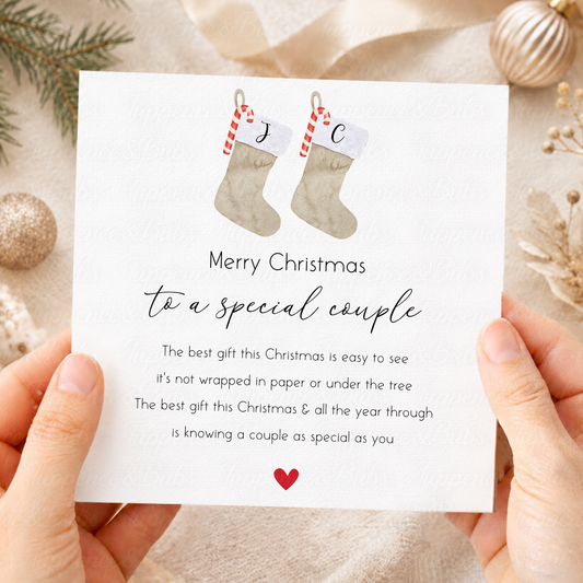 Personalised Christmas Stocking Couple Card – Any Relation