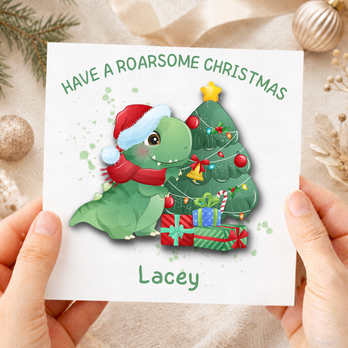 Personalised Dinosaur Christmas Card – Any Relation