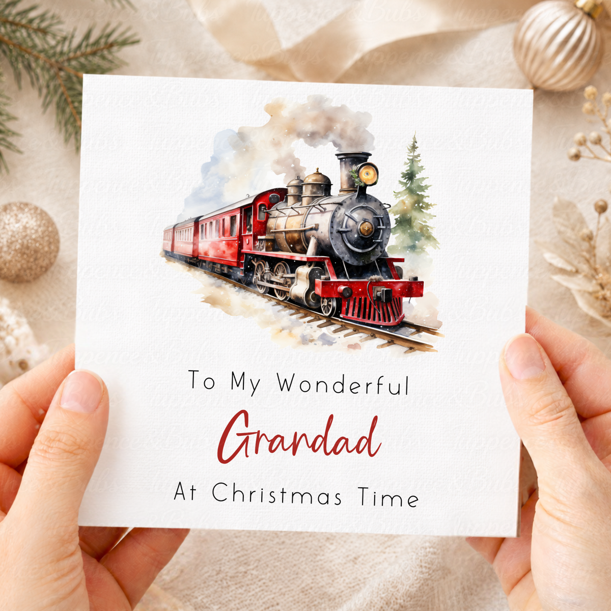 Personalised Steam Train Christmas Card – Any Relation
