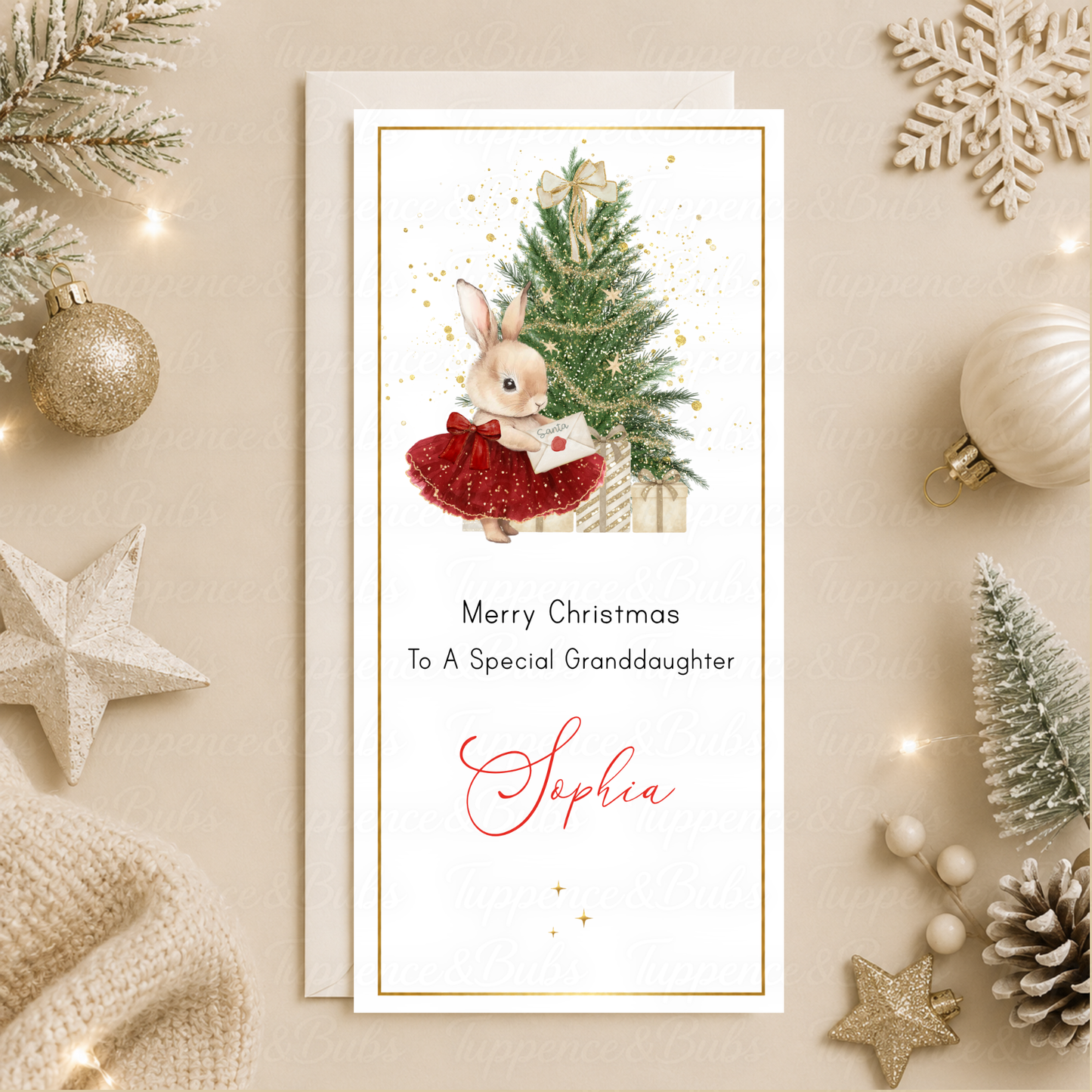 Personalised Bunny Christmas Money Card