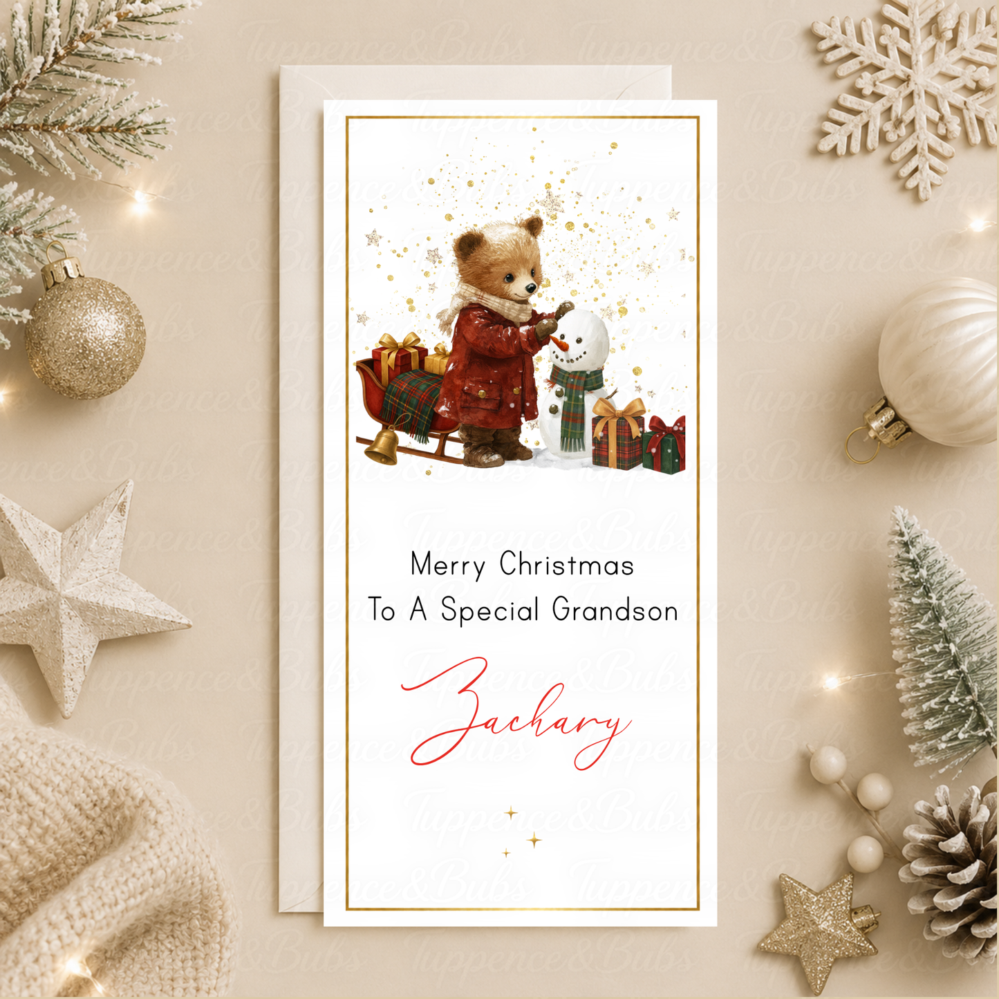 Personalised Bear Christmas Money Card