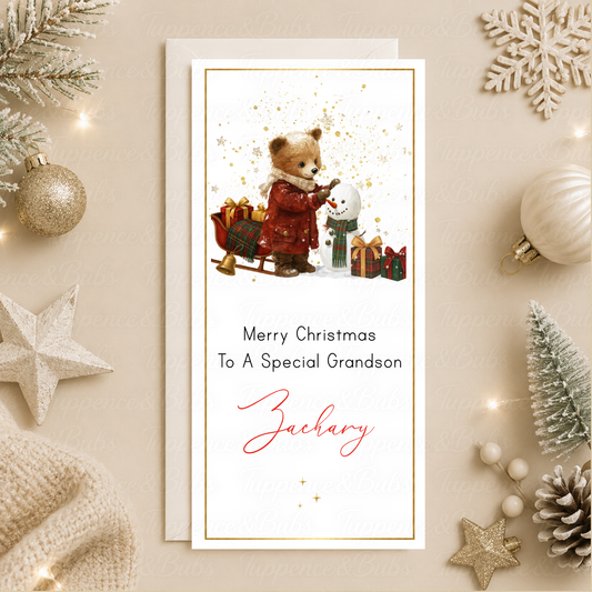 Personalised Bear Christmas Money Card