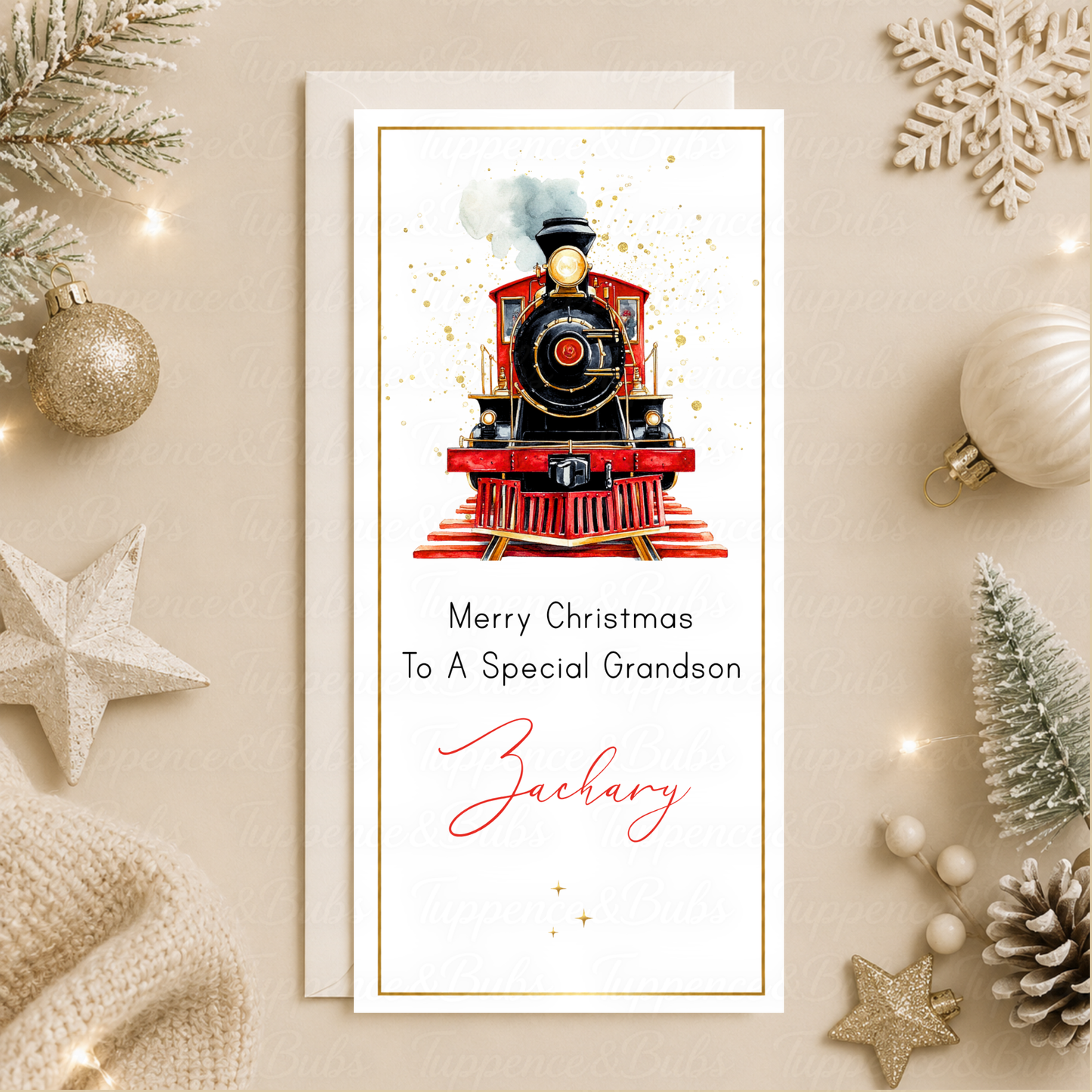 Personalised Festive Train Christmas Money Card