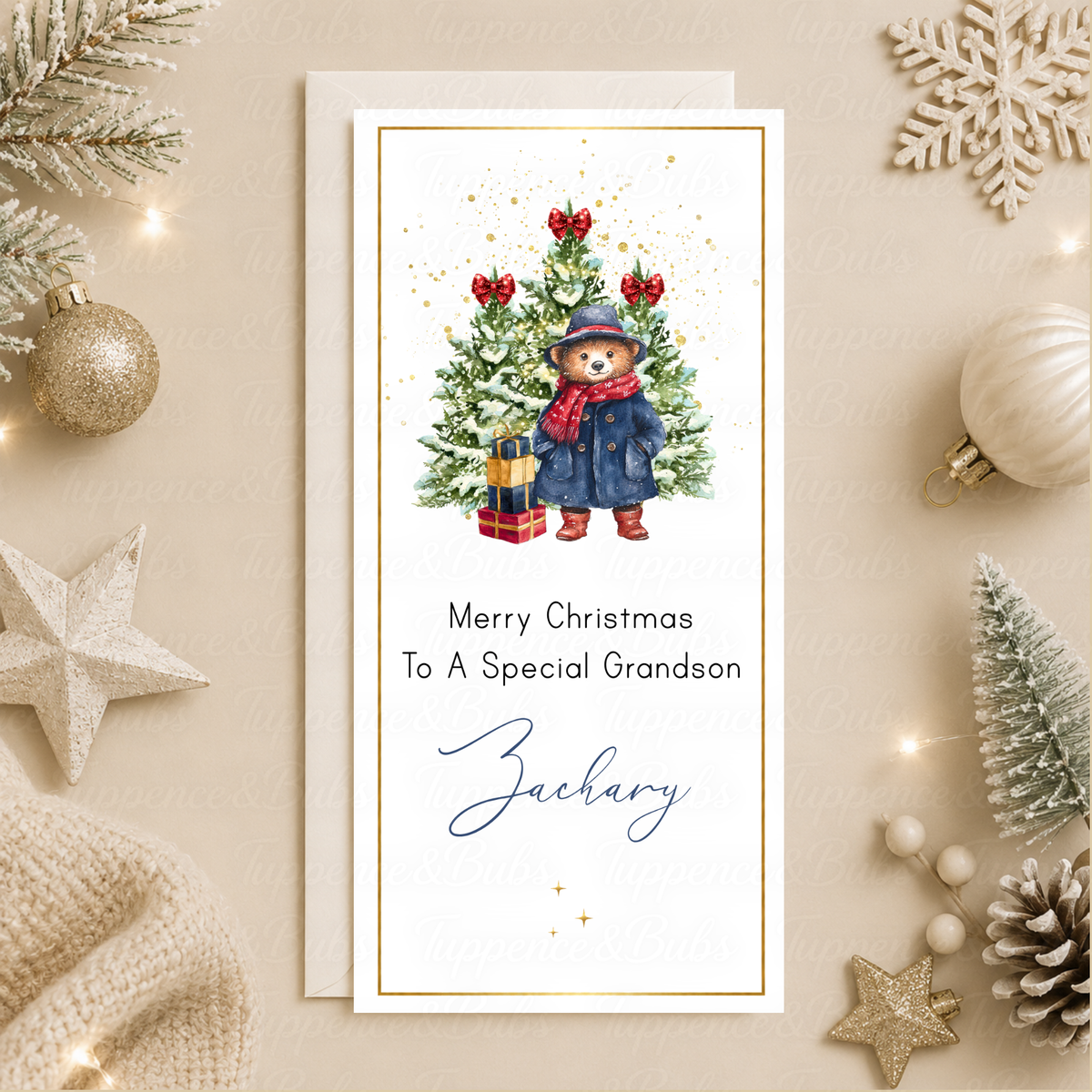 Personalised London Bear Christmas Money Card