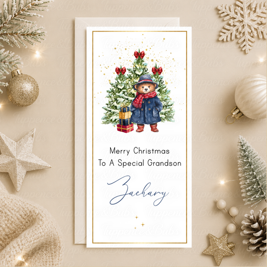 Personalised London Bear Christmas Money Card
