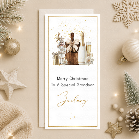 Personalised Luxury Champagne Nutcracker Christmas Money Card