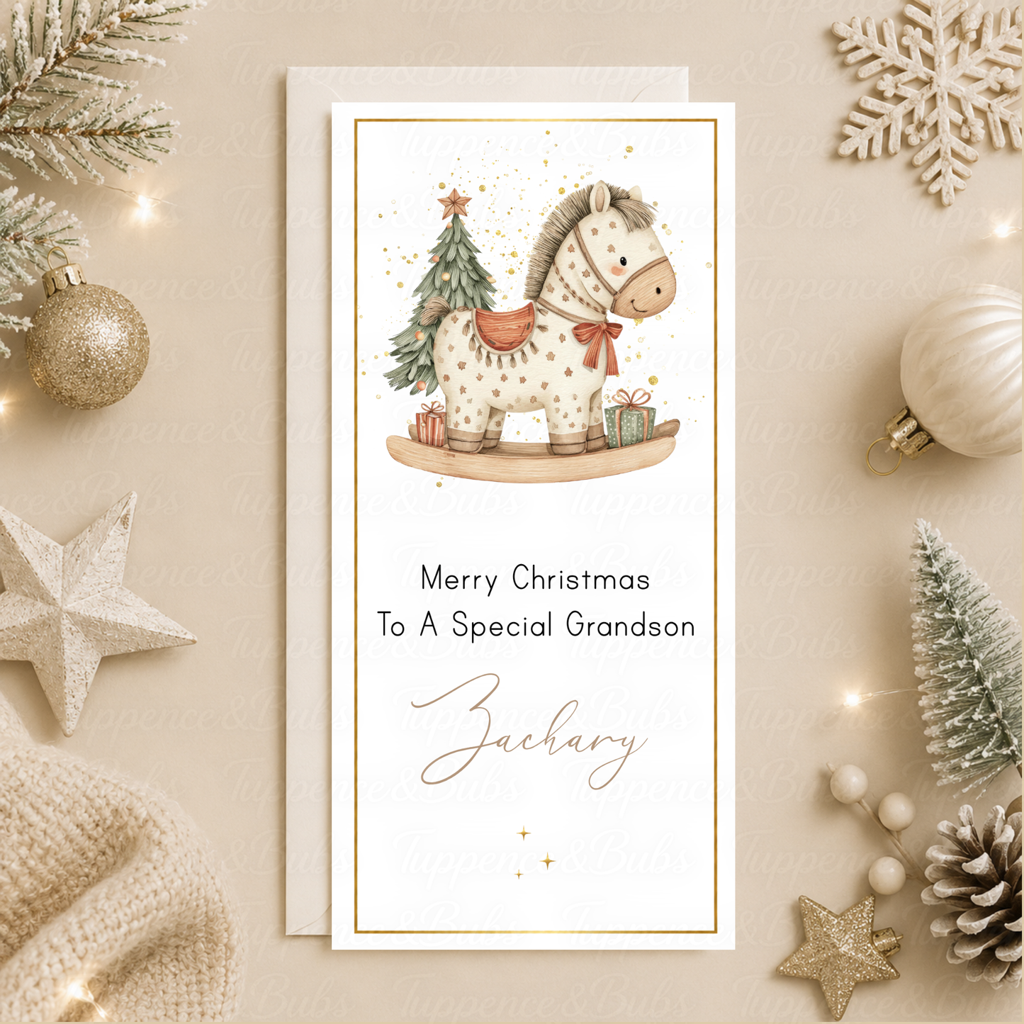 Personalised Rocking Horse Christmas Money Card