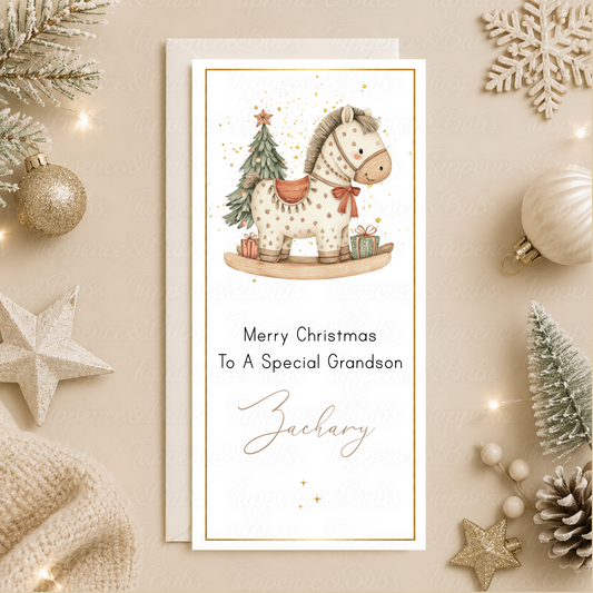 Personalised Rocking Horse Christmas Money Card