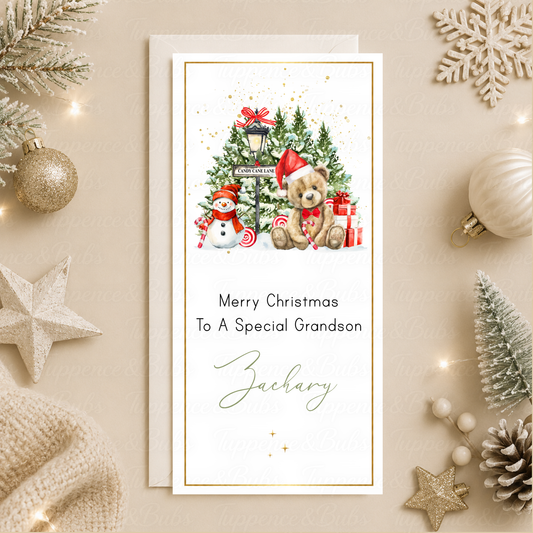 Personalised Teddy Bear Christmas Money Card