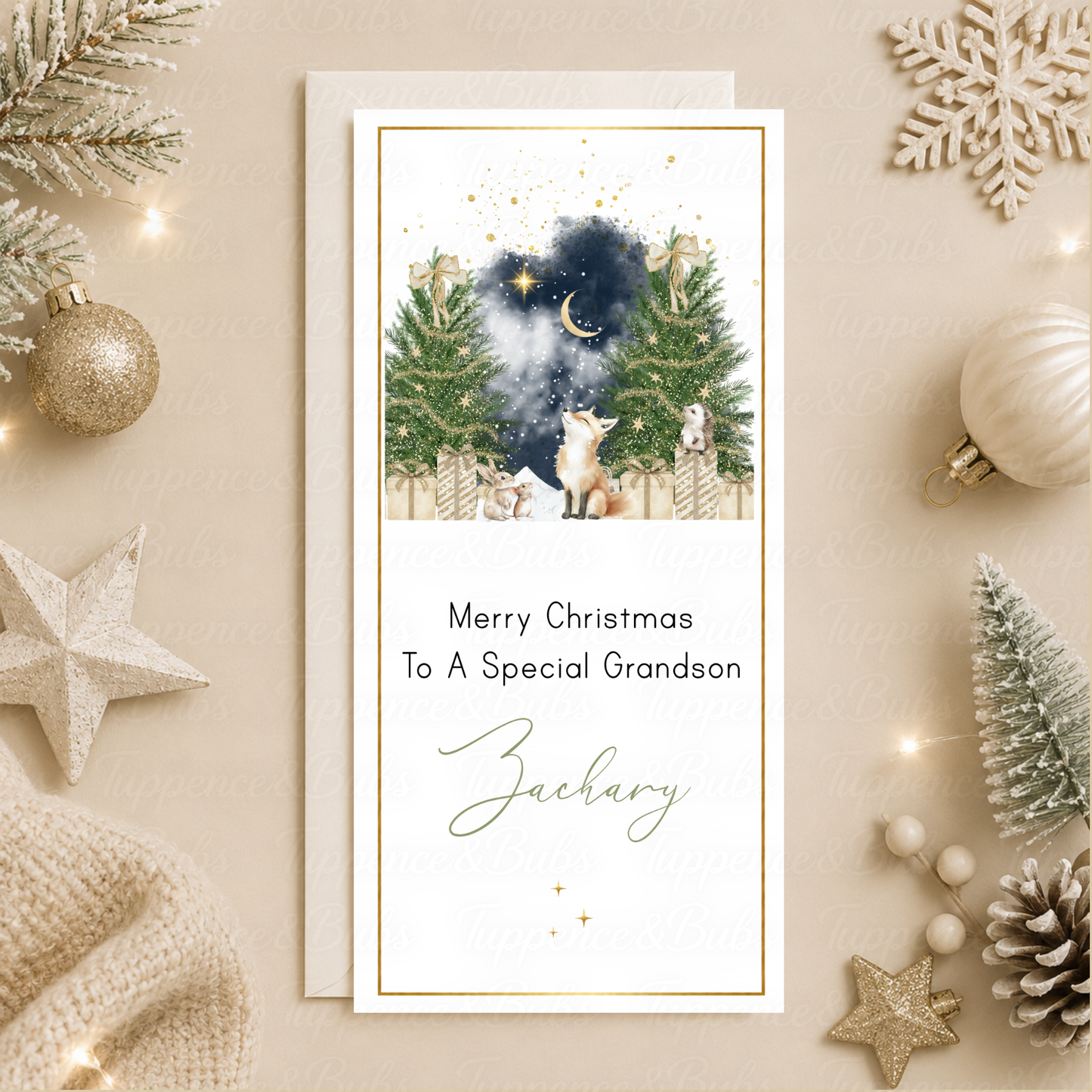 Personalised Woodland Fox Christmas Money Card