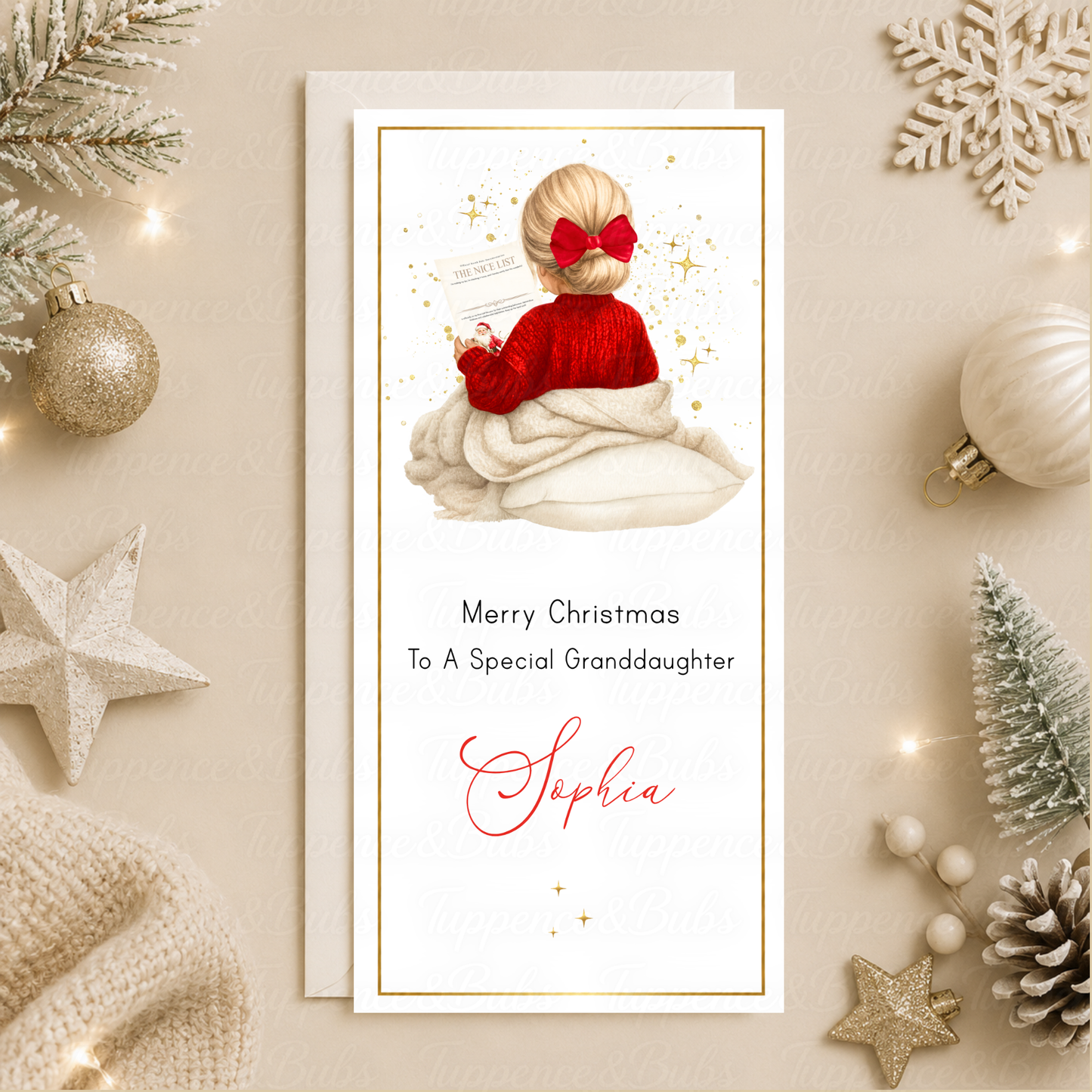 Personalised Nice List Girl Christmas Money Card