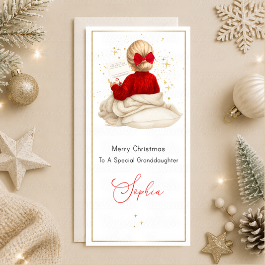 Personalised Nice List Girl Christmas Money Card
