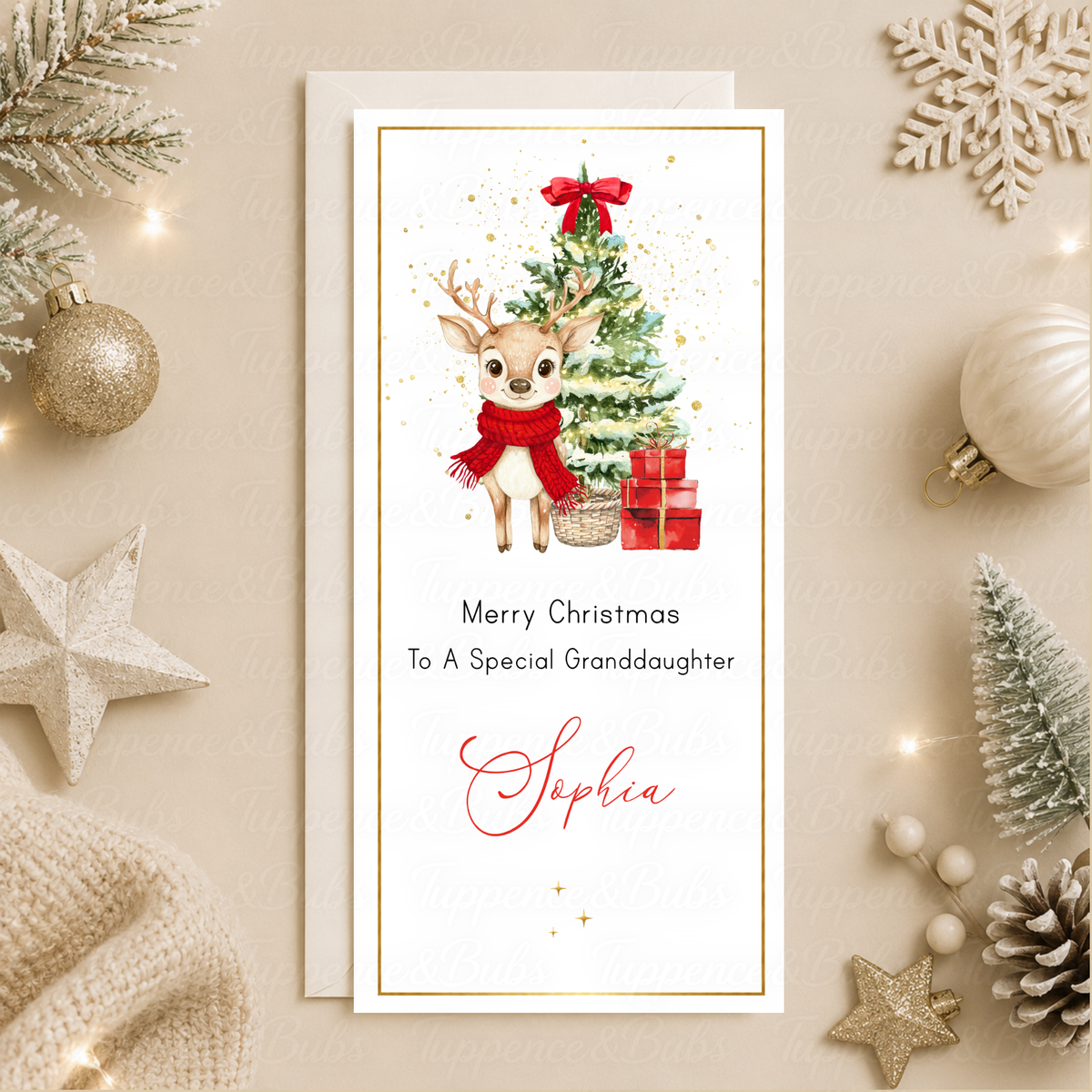 Personalised Reindeer Christmas Money Card