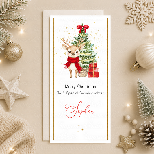 Personalised Reindeer Christmas Money Card