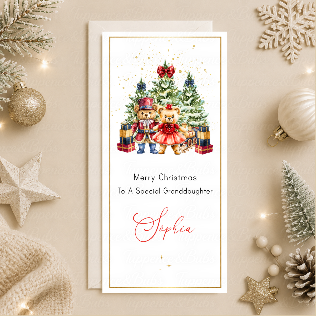 Personalised Teddy Bear Christmas Money Card