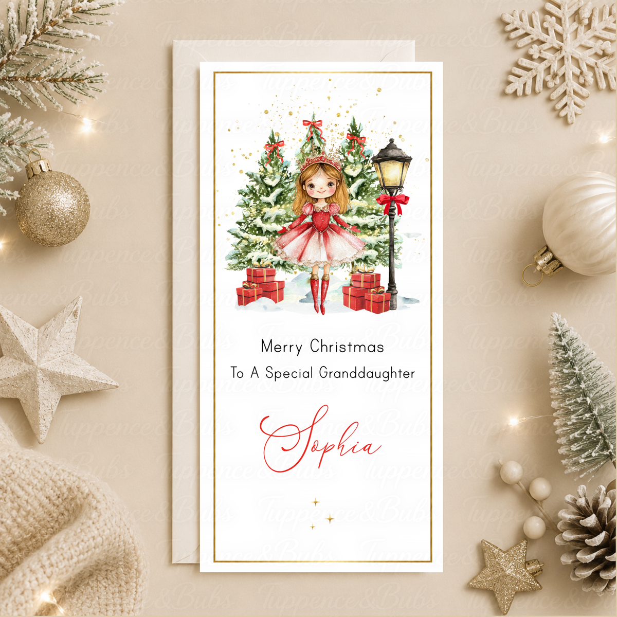Personalised Princess Christmas Money Card