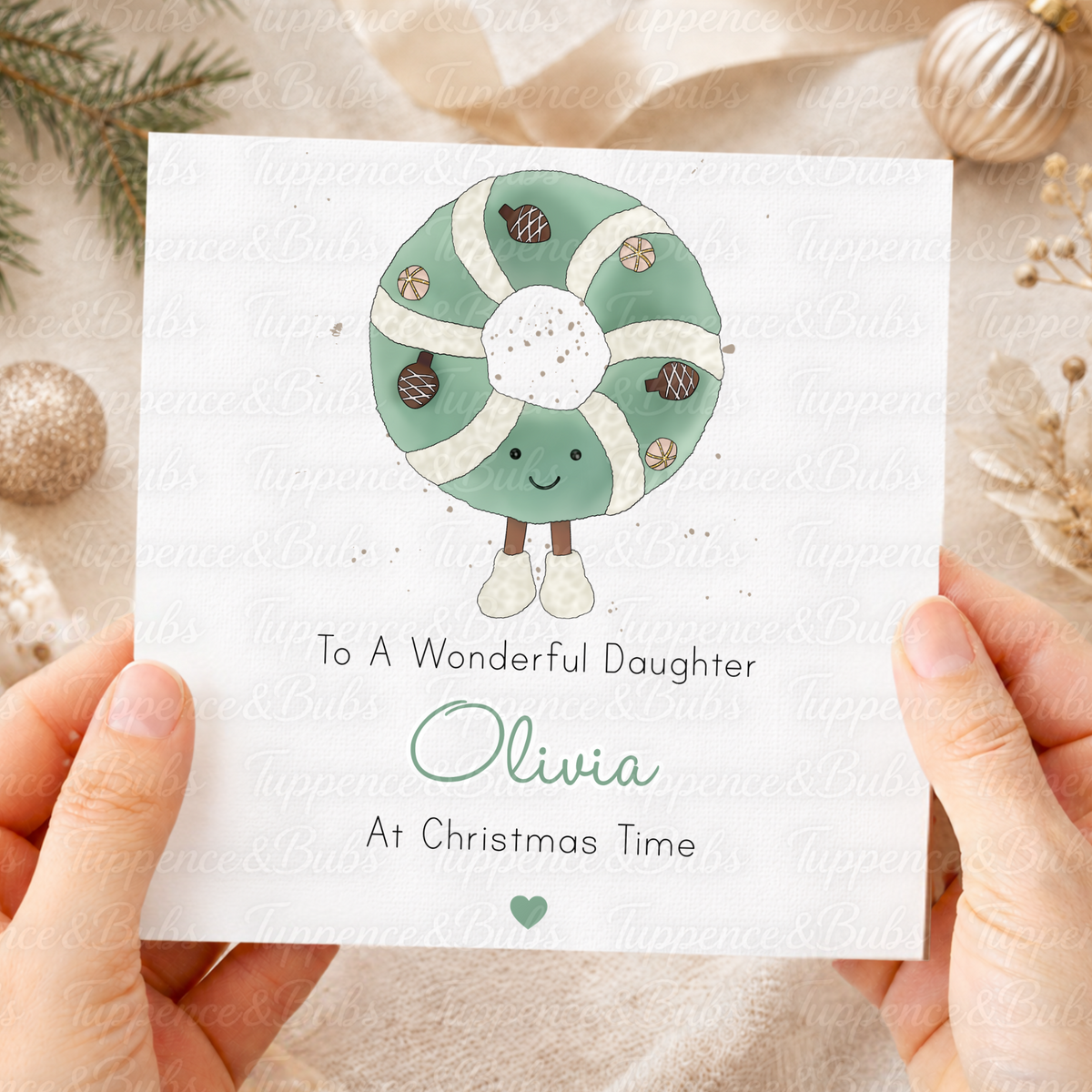 Cute Sage Green Christmas Wreath Plushie Design