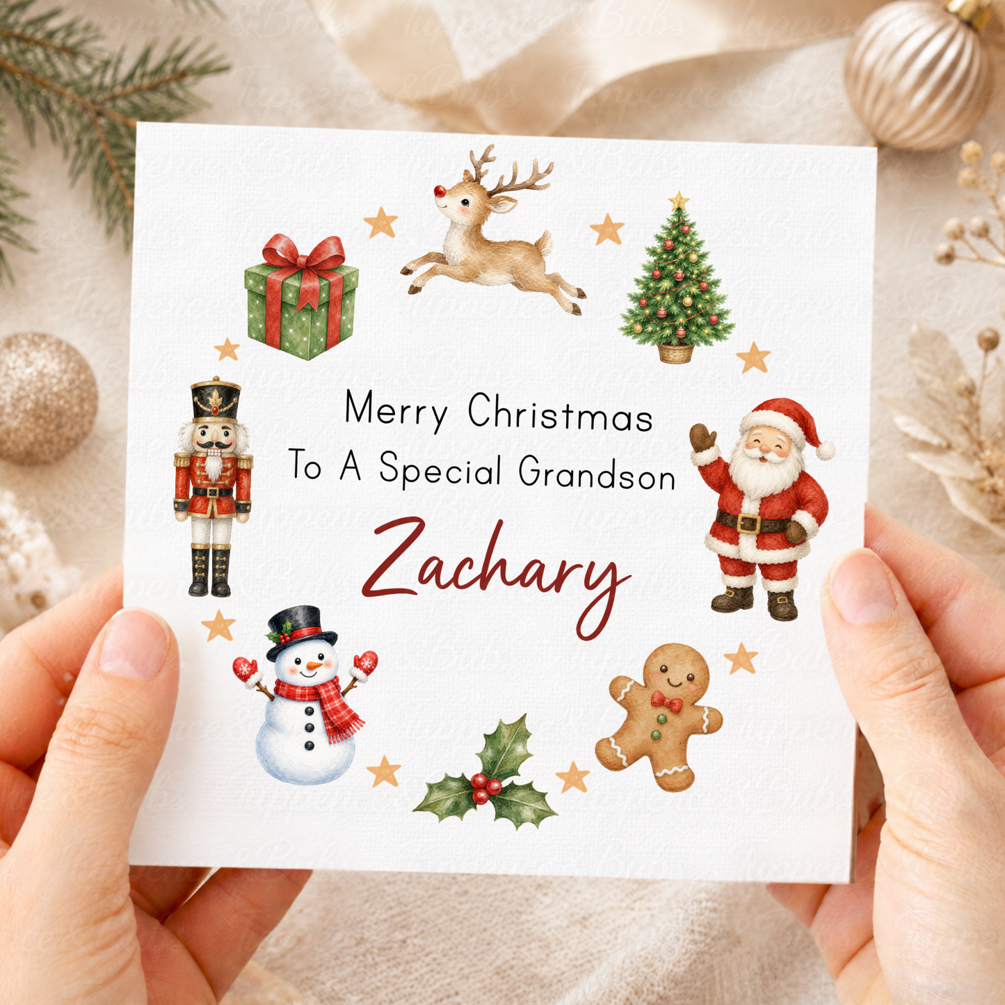 Personalised Christmas Wreath Christmas Card