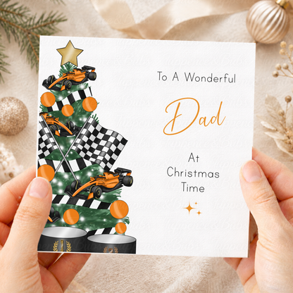 Personalised Racing Car Christmas Card