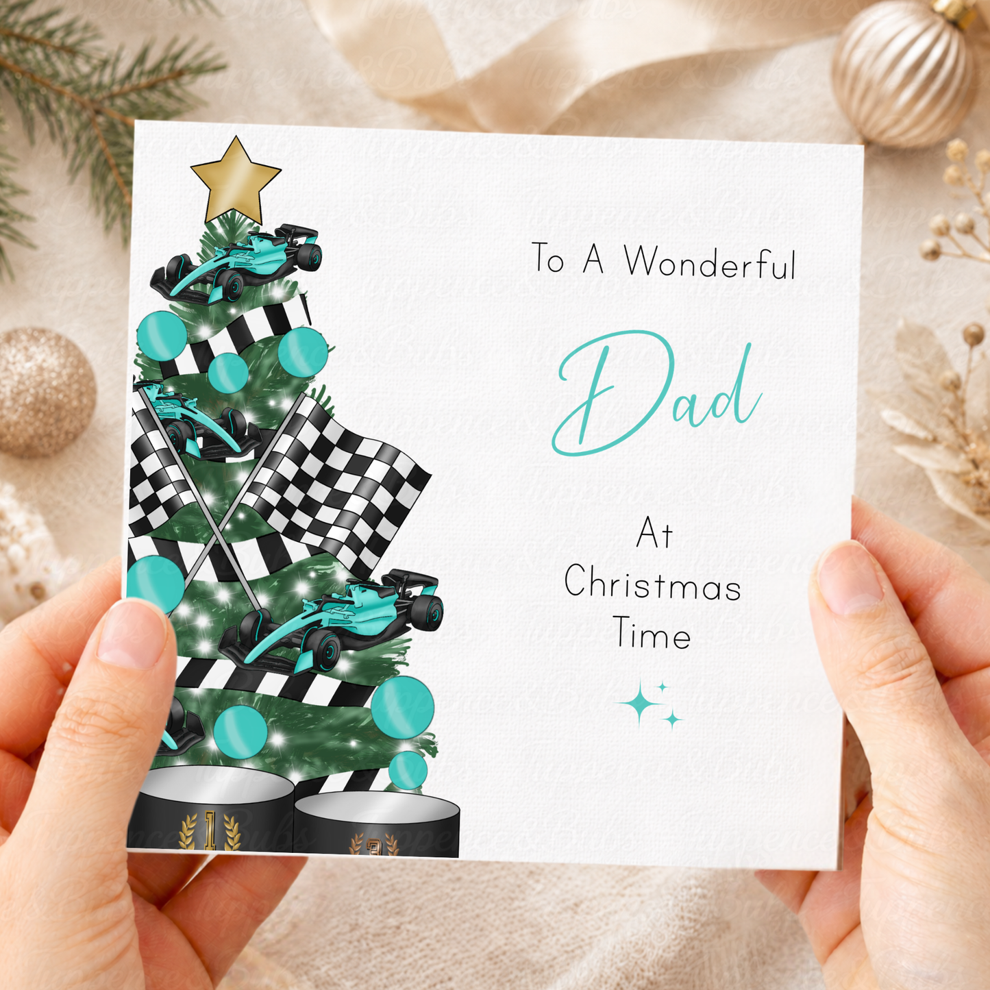 Personalised Racing Car Christmas Card