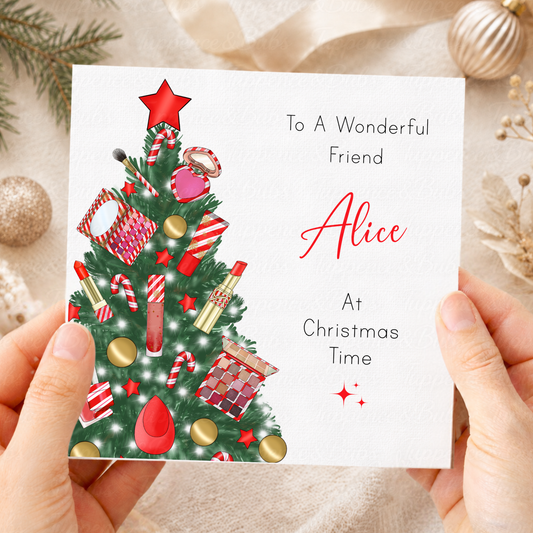 Personalised Candy Cane Makeup Christmas Card