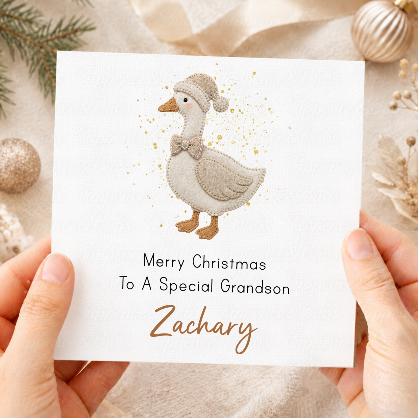 Personalised Goose Christmas Card