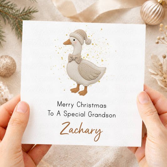 Personalised Goose Christmas Card