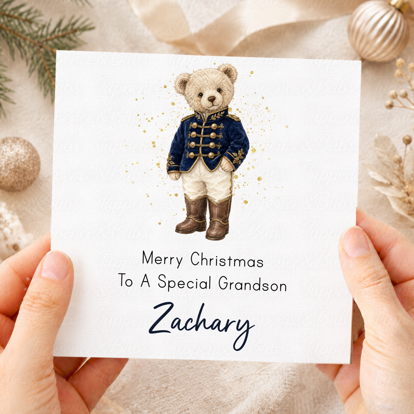 Personalised Teddy Bear Christmas Card