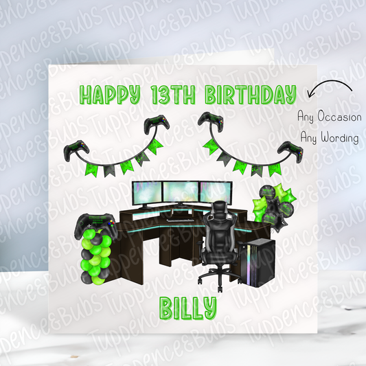 Green Gaming Themed Card