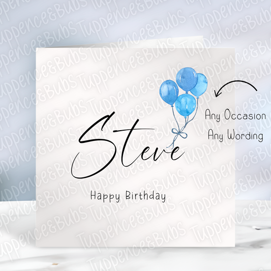 Blue Balloon Birthday Card