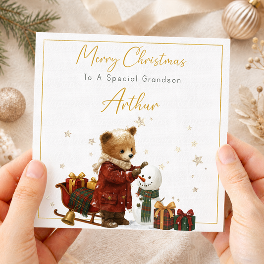 Personalised Christmas Card – Bunny Posting a Letter to Santa at North Pole